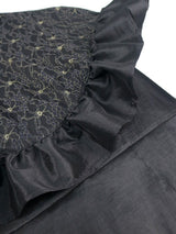 AOMEIDRESS Black Vintage Dress Mock Neck Cape Sleeve Lace Patchwork High Waist Slim