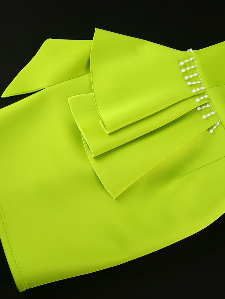 AOMEIDRESS Green Sleeveless Bodycon Dress Beading Party Causal Wear