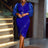 AOMEIDRESS Green V Neck Midi Dresses Beaded See Through Irregular Blue / S