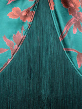 AOMEIDRESS Satin Printer BuBu Dress V Neck Long Batwing Sleeve Fringe