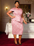 AOMEIDRESS Jacquard Bodycon Dress Round Neck Elegant Party Style