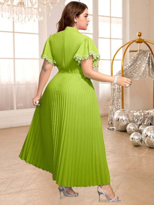 green short sleeves maxi dress