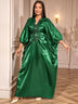 African Green Dresses Women Elegant Shiny Bubu Dresses Sequined Robes