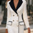 AOMEIDRESS Colorblock Blazer Lapel and Pocket Trim Office Lady Wear White / S