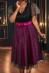 AOMEIDRESS Elegant Colorblock A Line Party Dress V Neck Waist Belt