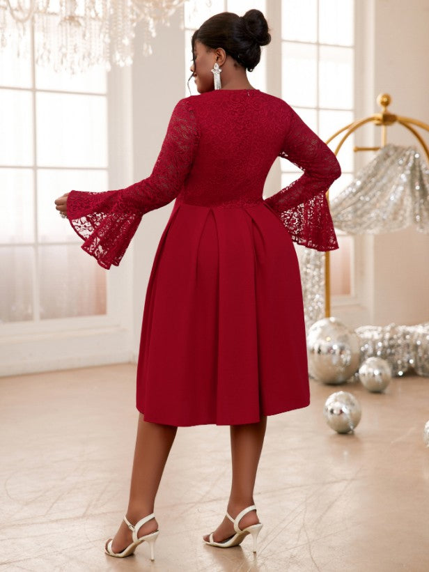 high waist a line bow dress