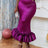 purple shiny bodycon skirts for women