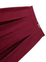 AOMEIDRESS Stylish Wine Pleated Split Wide Leg Pants Casual Wear