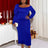 blue one shoulder long sleeve dress for women