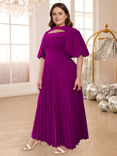 purple short lantern sleeves dress