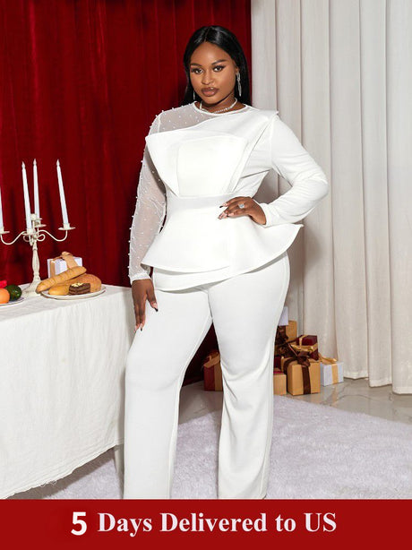 White Long Sleeve Fitted Jumpsuits
