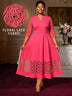 AOMEIDRESS Elegant A Line Midi Lace Dress for Party Church Waist Belt