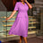 AOMEIDRESS Short Sleeve Office Dress V Neck A Line Pleated with Buttons

