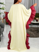 AOMEIDRESS Bubu Dresses Kaftan Loose Turn Down Collar Batwing Sleeves