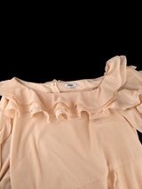 Elegant A Line Off-shoulder Chiffon Pleated Dress Ruffles 3D Flowers