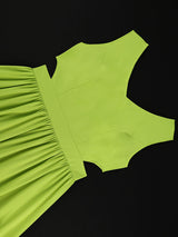 AOMEIDRESS A Line Maxi Party Dress Sleeveless Cut Out Ruffle Design