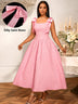 AOMEIDRESS Elegant Jacquard A Line Party Dress Square Collar With Bow