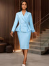 AOMEIDRESS Elegant OfficeTwo Piece Set Peplum Blazer Pencil Skirt