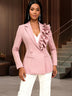 AOMEIDRESS Office Lady Blazer Slim Pink Ruffle Business Formal Wear