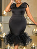 AOMEI Midi Sleeveless Bow V Neck Mermaid Dress