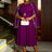 AOMEIDRESS A Line Party Dress O Neck Cloak Sleeve Beading High Waist Purple / S