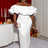 AOMEI Off Shoulder Ruffles White Christmas Party Dress