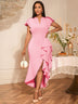 AOMEIDRESS Luxury Wedding Guest Dresses 2025 Party Gowns Ruffles Slit Pink / S
