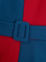 AOMEIDRESS Elegant A Line Midi Color Block Dress for Party Church
