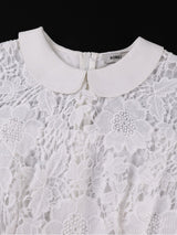 AOMEIDRESS A Line Lace Dress Peter Pan Collar Short Sleeves for Party
