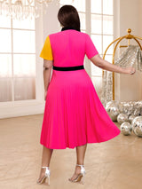 short sleeves pleated dress