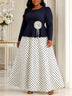 AOMEIDRESS Dress Set O Neck 3/4 Sleeve 3D Floral Top Pleated Skirt