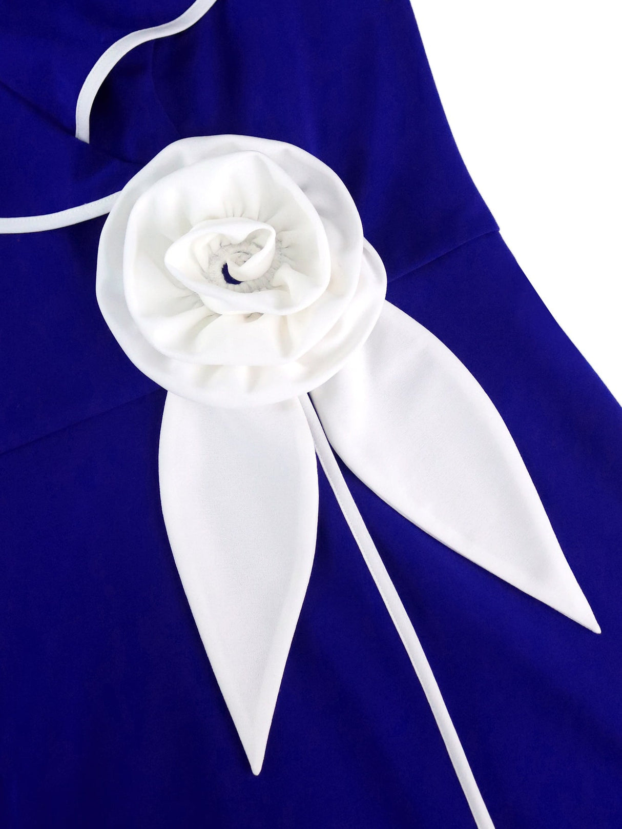 AOMEIDRESS Blue Dresses For Wedding Color Block 3D Flower Puff Sleeve Graceful
