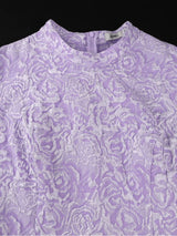 AOMEIDRESS Jacquard Bodycon Dress Mock Neck Long Sleeve Peplum Ruffle