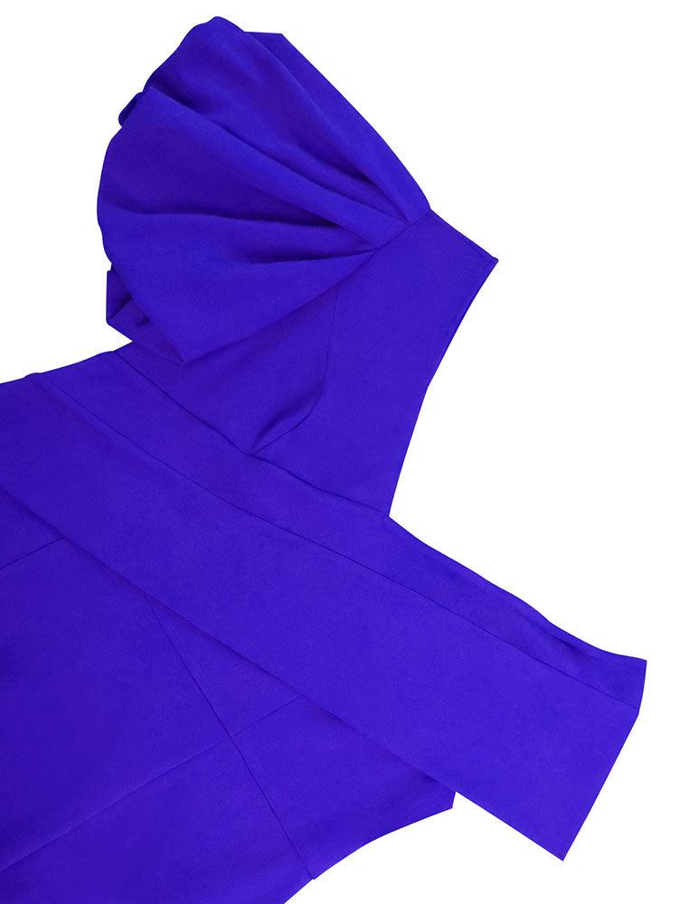 AOMEIDRESS Elegant Women Off Shoulder Bodycon Dress Puff Sleeve Slit