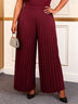 AOMEIDRESS Stylish Wine Pleated Pants High Waist Wide Leg Causal Wear