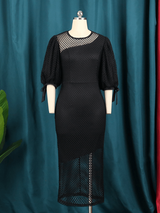 AOMEI  Hollow Out  Sexy Black Vintage Dress
