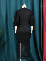 AOMEI  Hollow Out  Sexy Black Vintage Dress