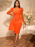 AOMEIDRESS Elegant Wedding Guest Party Dress With Beading Lace Sleeve