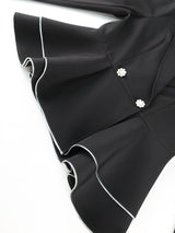 AOMEIDRESS Black Peplum Blazer Top Silver Binding Office Outfits