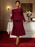 AOMEIDRESS Elegant Co-Ords for Christmas Wedding Slanted Shoulder Top