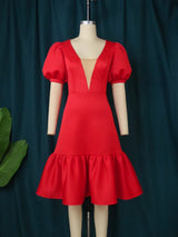 AOMEI Women A-Line Red Dress Party 2023 New