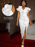 AOMEIDRESS Elegant Maxi Ruffle Dress With 3D Flower for Party Wedding