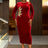 AOMEIDRESS Elegant Red Velvet Dress for Wedding Embroidery Cut Out Red / S