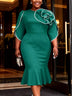 AOMEIDRESS Bodycon Colorblock Mermaid Dress with 3D Flower for Party
