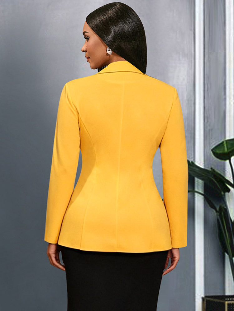 AOMEIDRESS Elegant Women Blazer Coats Button 3D Flower Office Outfits