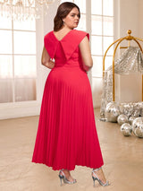 high waist a line pleated dress