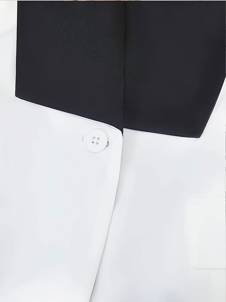 AOMEIDRESS Colorblock Cape Blazer Lapels Slim Elegant Office Wear