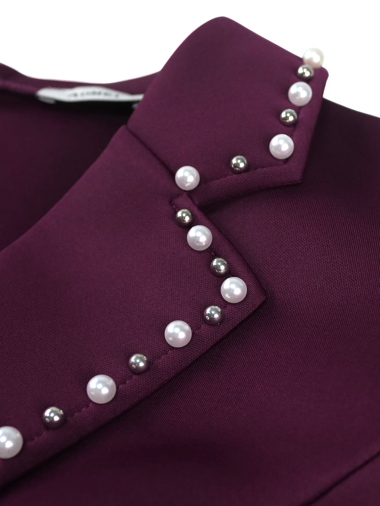 2025 Elegant Women's Nail Bead Dress Solid Color Lapel High Waisted Hip Hugging Dresses Women's Banquet Long Sleeved Purple Set

