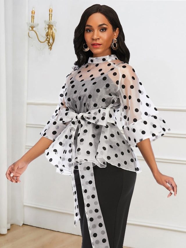 Elegant Polka Dots Shirts Tops