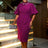 AOMEIDRESS Purple Business Dinner Outfit Mandarin Collar Puff Sleeve
